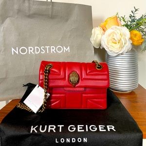 Kurt Geiger London Small Red Leather Flap Handbag